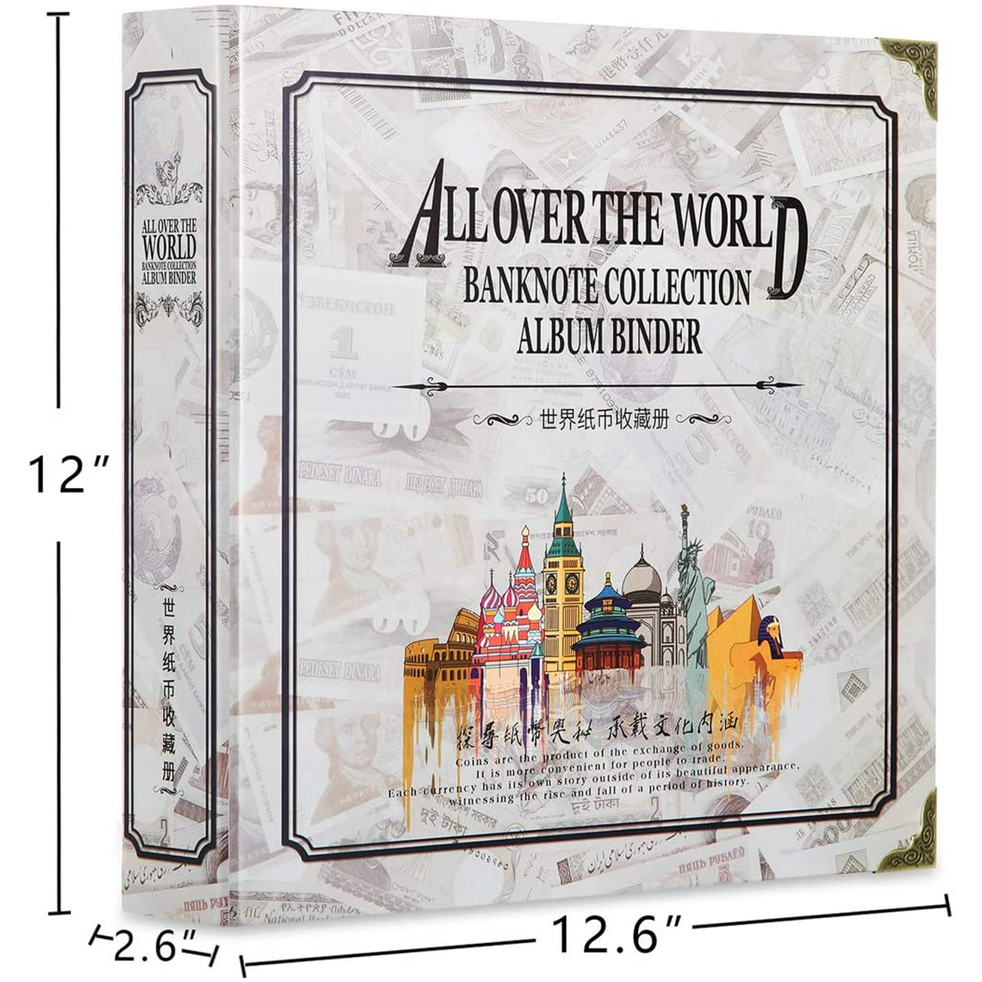 Cherry Juilt 60 Pockets Leather Paper Money Album Collect Book Banknote Currency Collection Album Holder Black Durable